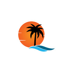 Fototapeta na wymiar Palm tree icon design template vector isolated