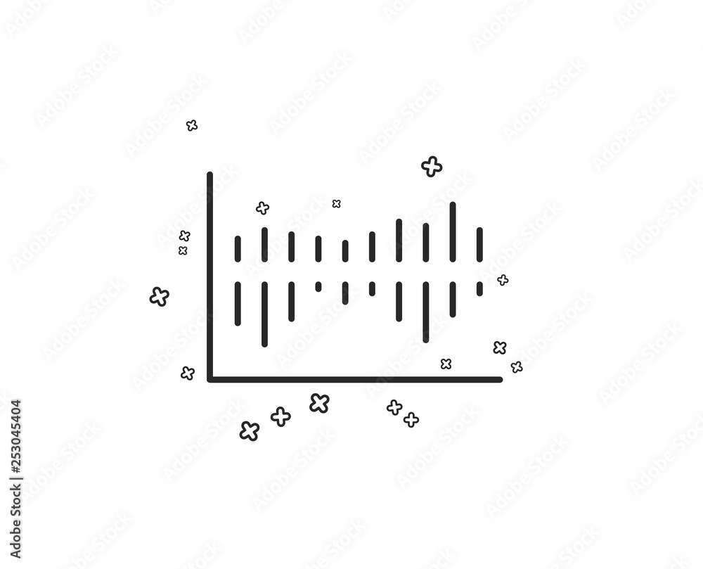 Poster column chart line icon. financial graph sign. stock exchange symbol. business investment. geometric 