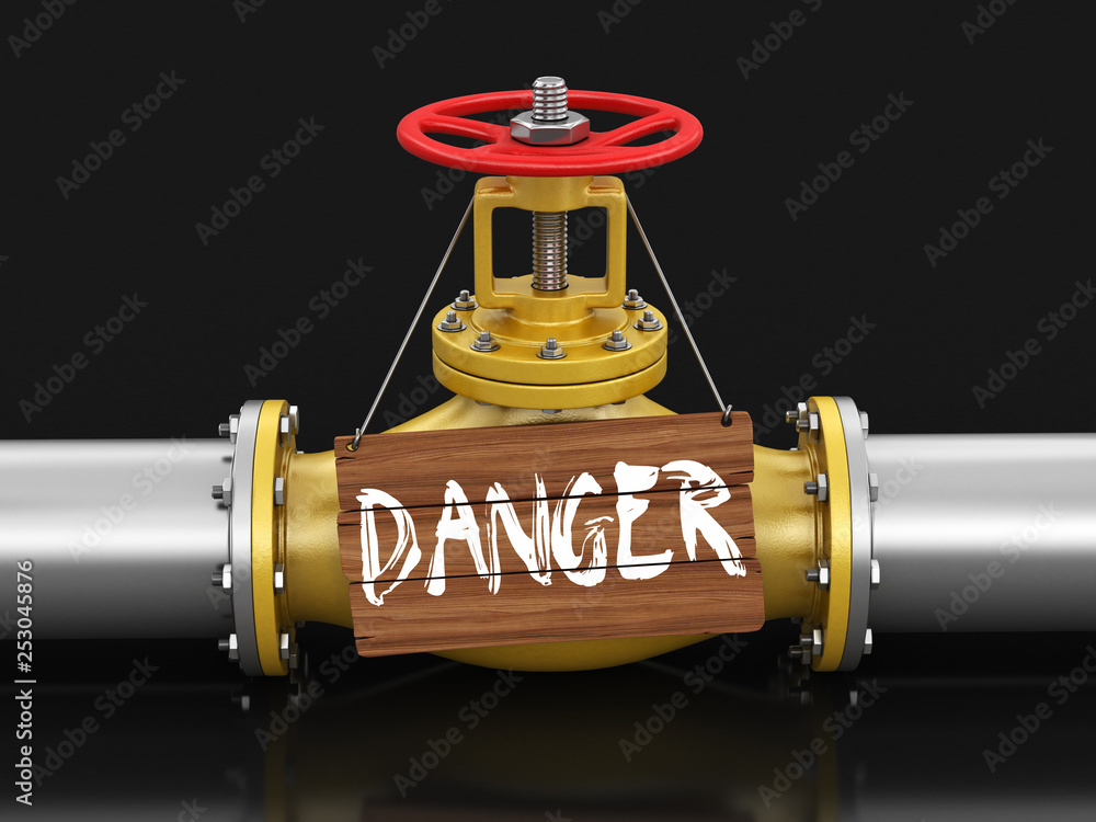 Poster pipeline with danger. image with clipping path