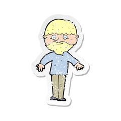 retro distressed sticker of a cartoon happy man