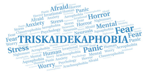 Triskaidekaphobia word cloud.