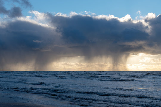 Stormy clouds above Baltic sea in winter time, Latvia coast. © Janis Smits