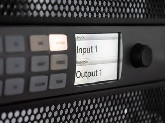 input output route display on video switcher hardware