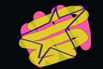 Neon star, isolated design element.