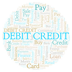 Obraz premium Debit Credit word cloud.