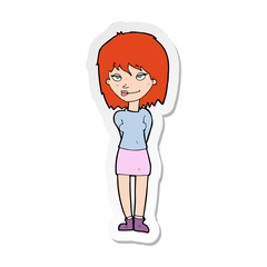 sticker of a cartoon happy woman