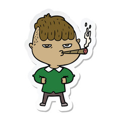 sticker of a cartoon man smoking