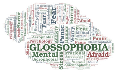 Obraz premium Glossophobia word cloud.