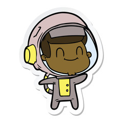 sticker of a happy cartoon astronaut