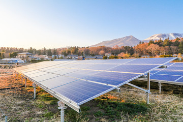  Solar power panels ,Photovoltaic modules for innovation green energy for life with blue sky background.