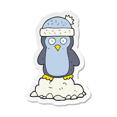 sticker of a cartoon penguin wearing hat
