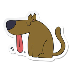 sticker of a quirky hand drawn cartoon dog