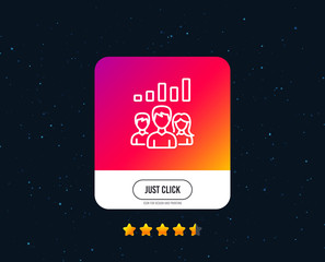 Teamwork results line icon. Group of people sign. Web or internet line icon design. Rating stars. Just click button. Vector