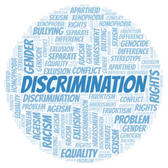 Obraz premium Discrimination - type of discrimination - word cloud.