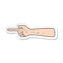 sticker of a pointing hand cartoon