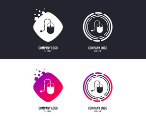 Logotype concept. Computer mouse sign icon. Optical with wheel symbol. Logo design. Colorful buttons with icons. Vector