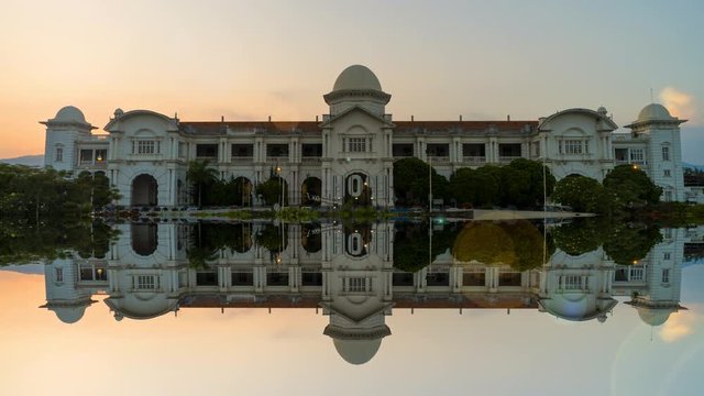 Time Lapse : Majestic Railway Station Of Ipoh City,Malaysia At Dusk.4K