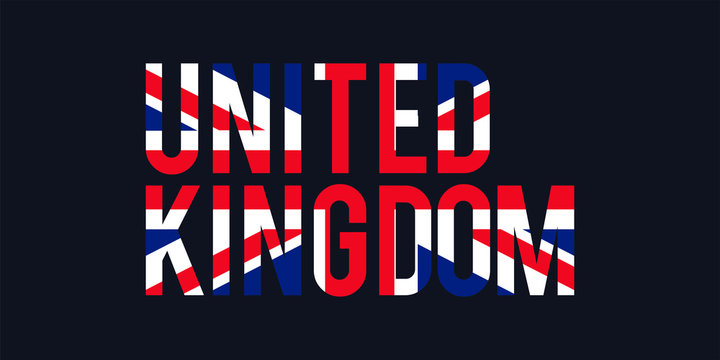 United Kingdom text with flag