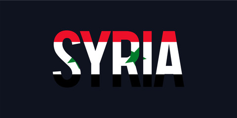 Fototapeta na wymiar Syria text with flag
