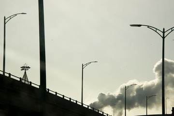 Smoke in a distance from a highway