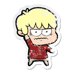 Obraz premium distressed sticker of a annoyed cartoon boy