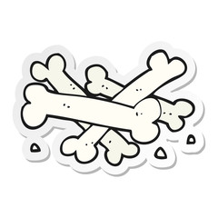 sticker of a cartoon pile of bones