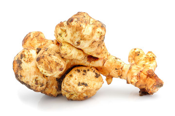 Fresh jerusalem artichoke isolated.
