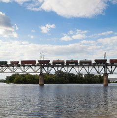 Railroad bridge in Kyiv (Ukraine) across the Dnieper