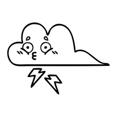 line drawing cartoon thunder cloud