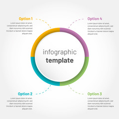 Modern vector infographic with 4 options. Circle template with options for brochure, diagram, timeline, web design..