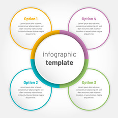 Modern vector infographic with 4 options. Circle template with options for brochure, diagram, timeline, web design..