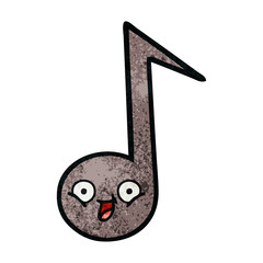 retro grunge texture cartoon musical note