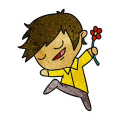 textured cartoon of kawaii cute boy