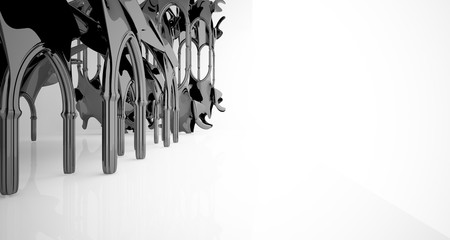 Abstract white and black gothic smooth interior. 3D illustration and rendering.