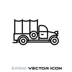 Vintage pickup truck vector line icon