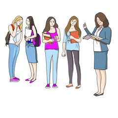 Obraz premium Vector illustration, female profession and education