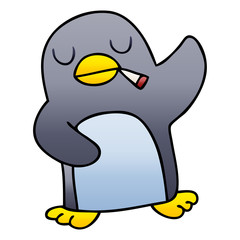 quirky gradient shaded cartoon penguin