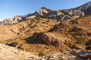 Landscape of the Sierra de las Nieves Natural Park in Malaga, Spain