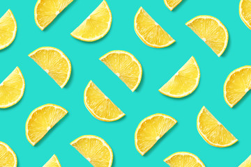 Fruit pattern of lemon slices - obrazy, fototapety, plakaty