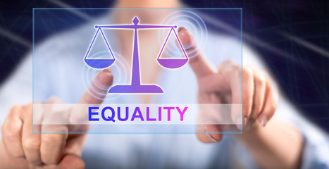 Woman touching an equality concept
