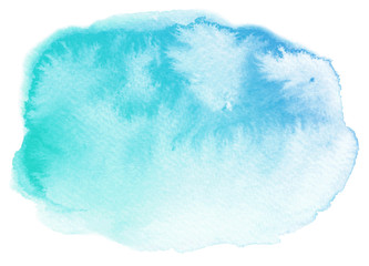 Abstract blue watercolor fill with strains on white background