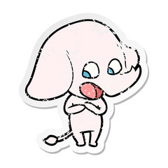 distressed sticker of a cute cartoon elephant