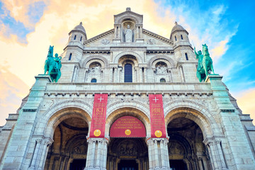 Naklejka premium View from the river sign of the Montmartre church