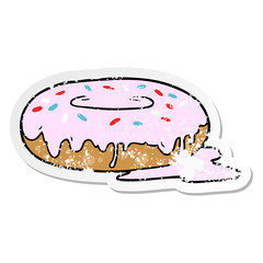 distressed sticker of a cartoon donut
