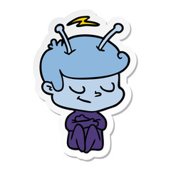 sticker of a friendly cartoon spaceman