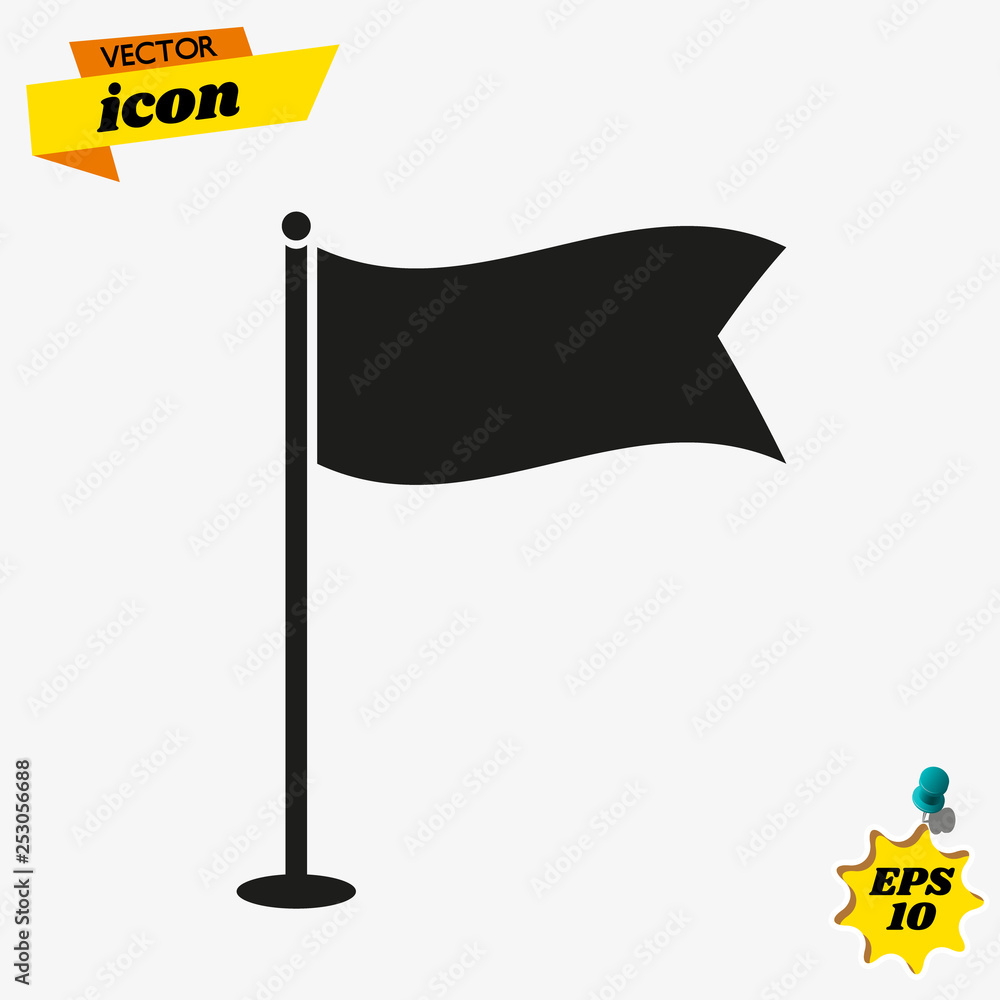 Aufkleber flag isolated flat web mobile icon / vector / sign / symbol / button / element / silhouette