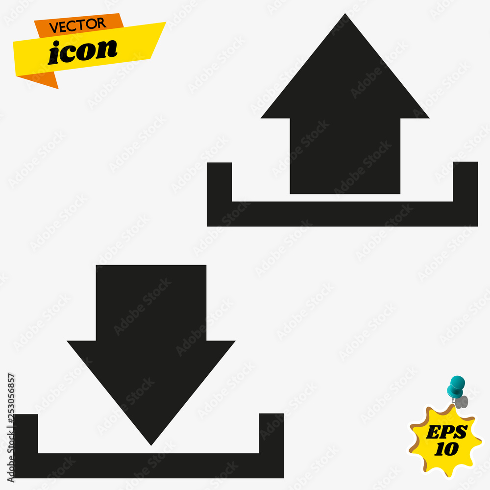 Poster Download upload vector icon, install symbol. Download upload Modern, simple flat. Download upload vector illustration for web site or mobile app