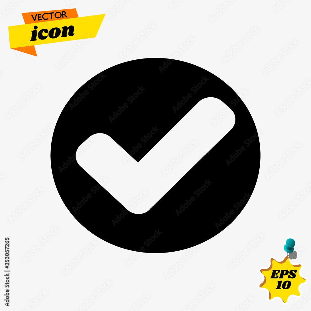 Aufkleber flat confirm icon. check mark flat icon vector