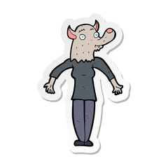 sticker of a cartoon werewolf woman