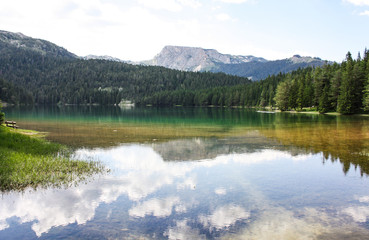 Fototapeta premium The landscape of the Black lake in Montenegro. Mountain landscape